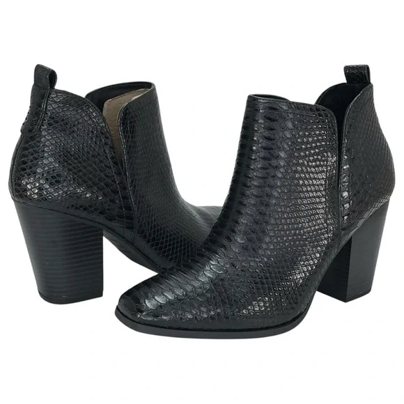 Sun + Stone Pollyy Black Faux Snakeskin Style Womens Ankle Boots Size 8.5M - Picture 12 of 13